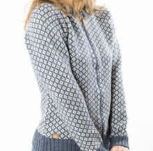 Load image into Gallery viewer, Fuza Wool Cardigan Iris Silver Blue